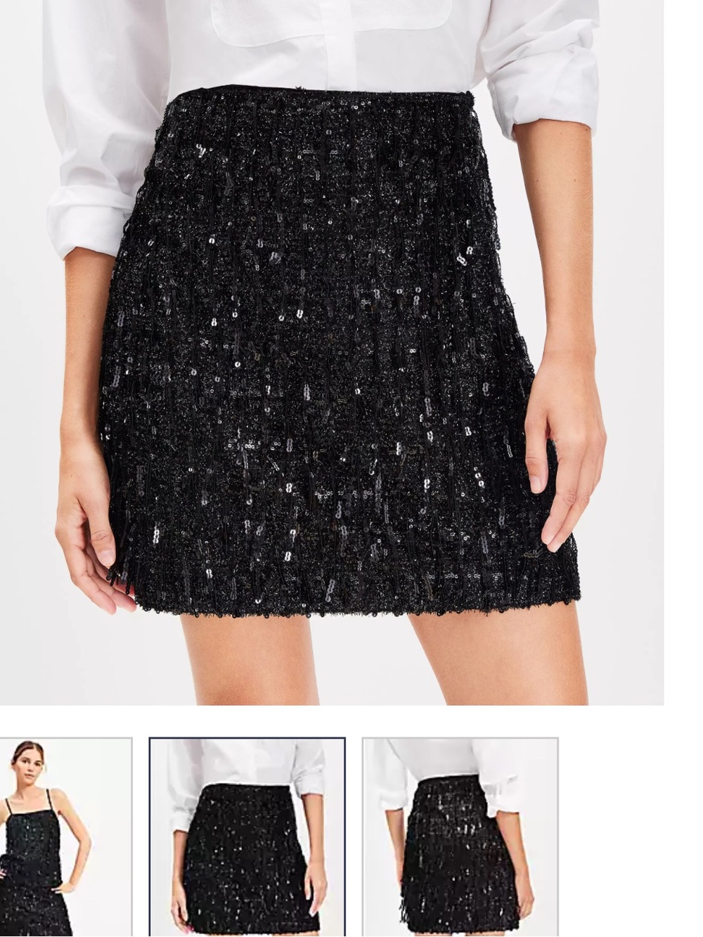Loft Black Sequin shimmy Mini Skirt – Elegant Party Skirt